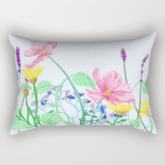 Floral Border - Summer Colours Rectangular Pillow