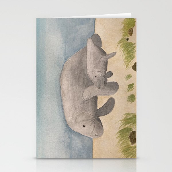 Manatee Mom and Baby  Stationery Cards