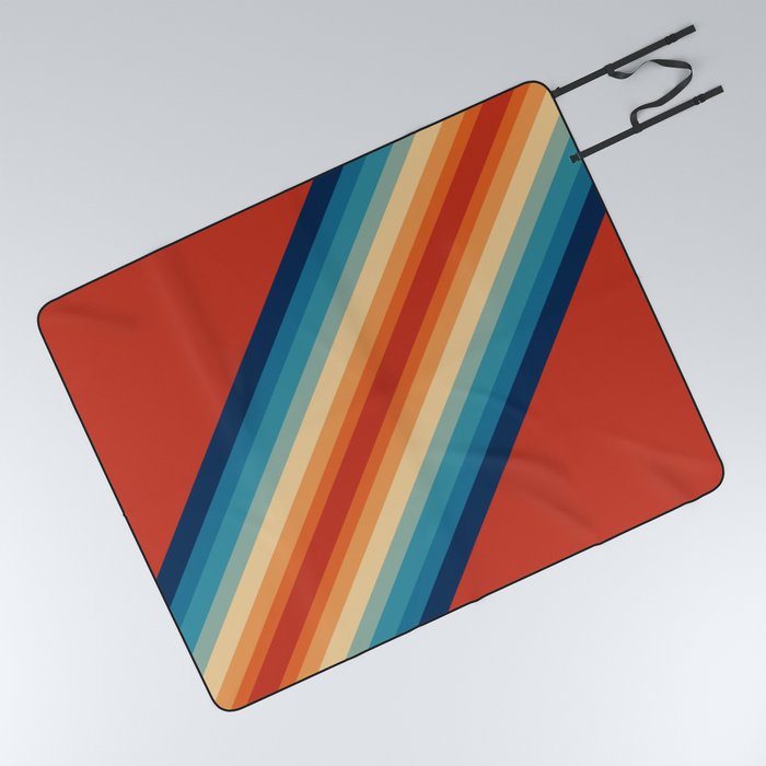 Double rainbow retro palette 70S 60S Picnic Blanket