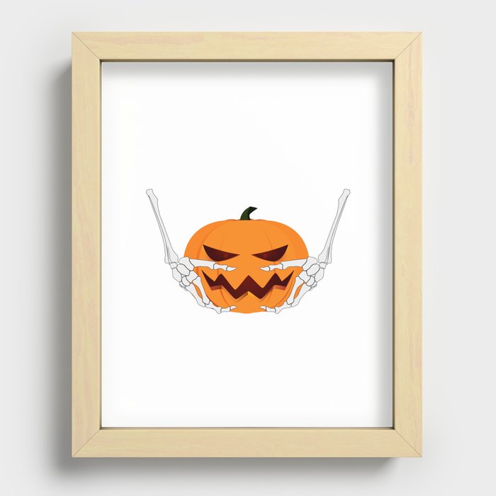 Skeleton and Pumpkin for halloween 2018 Recessed Framed Print