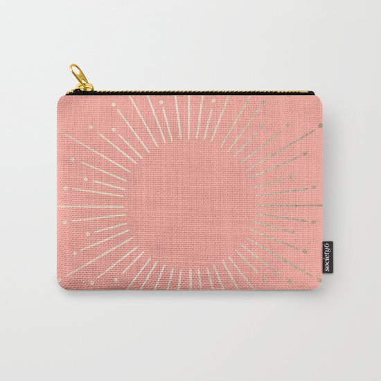 Simply Sunburst in White Gold Sands on Salmon Pink Carry-All Pouch