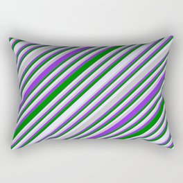[ Thumbnail: Grey, Purple, Green & Lavender Colored Lines/Stripes Pattern Rectangular Pillow ]