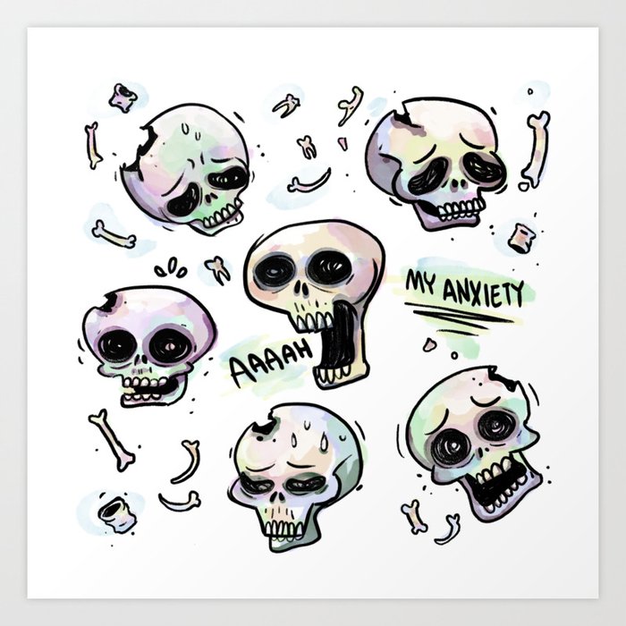 Anxiety Skulls Art Print