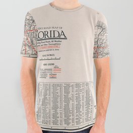 Old road map of florida united states of america All Over Graphic Tee
