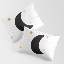 waning moon with stars Pillow Sham