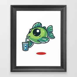 Cute Fish Drinking Ice Water Framed Art Print