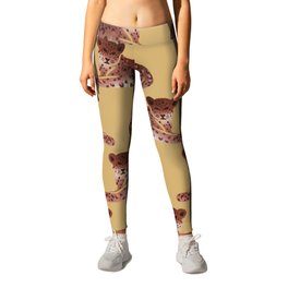 Lying Leopard Illustration - Ochre Leggings