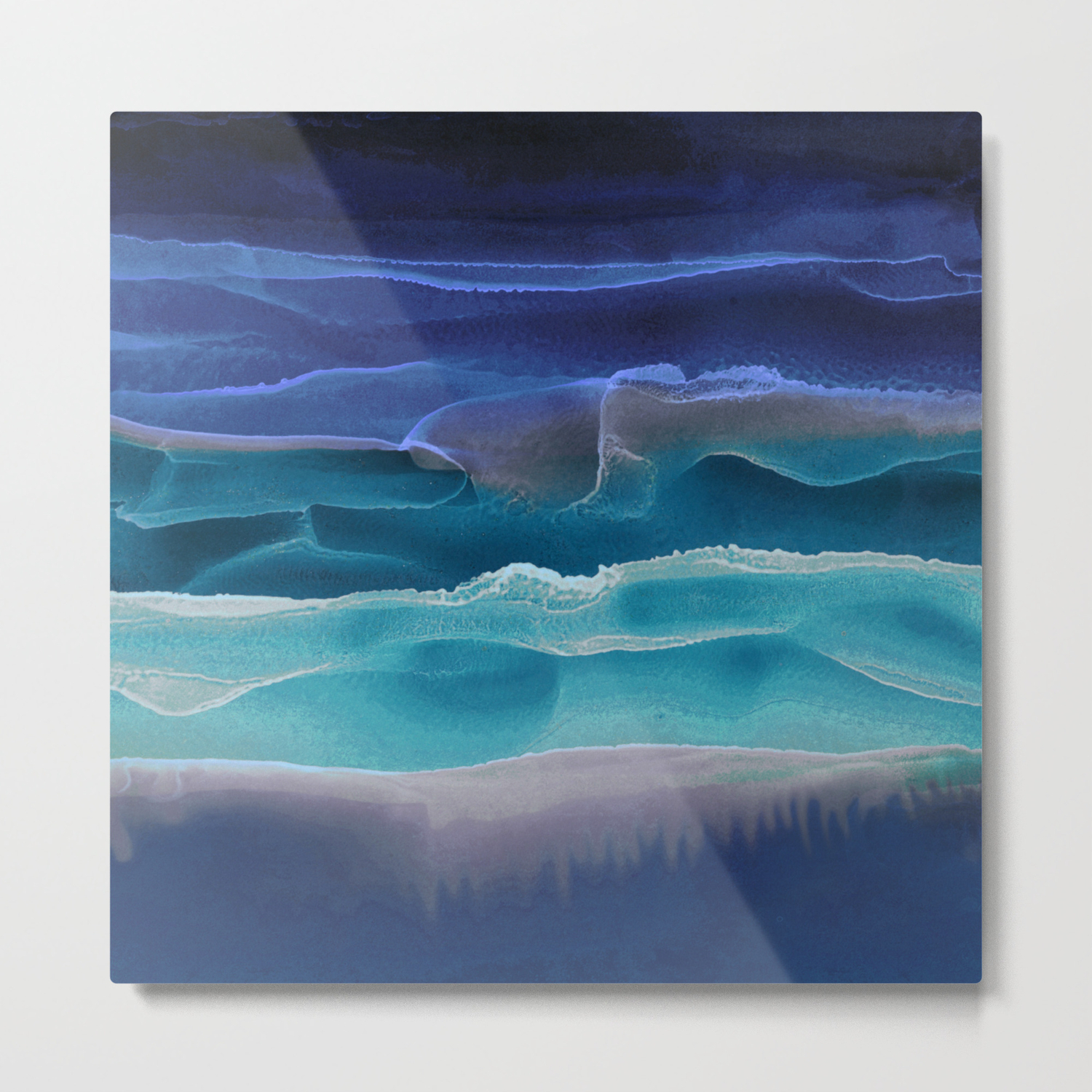 Alcohol Ink Seascape 3 Sea At Night Metal Print By Klaraacel
