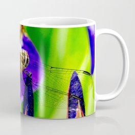 Dragonfly on purple English iris Coffee Mug