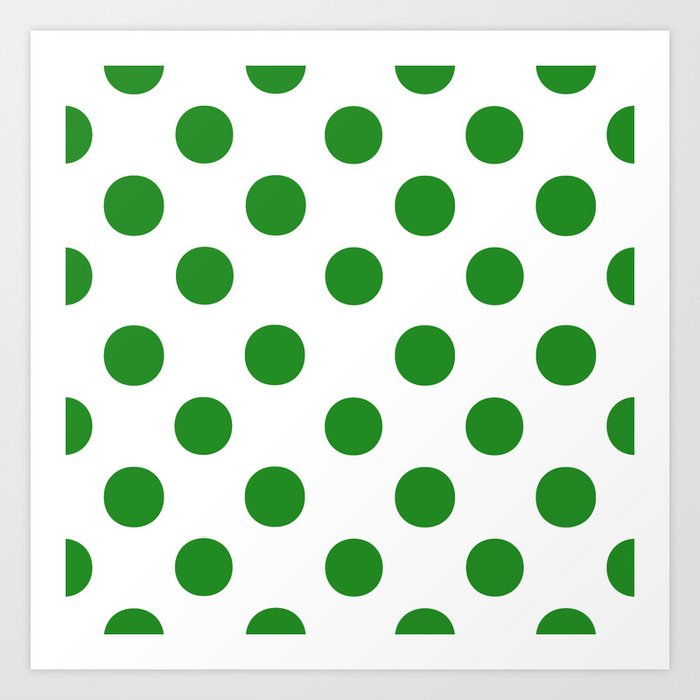 Polka Dots (Forest Green/White) Art Print