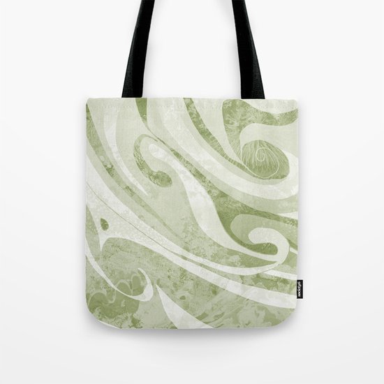 Abstract Green Waves Design Tote Bag