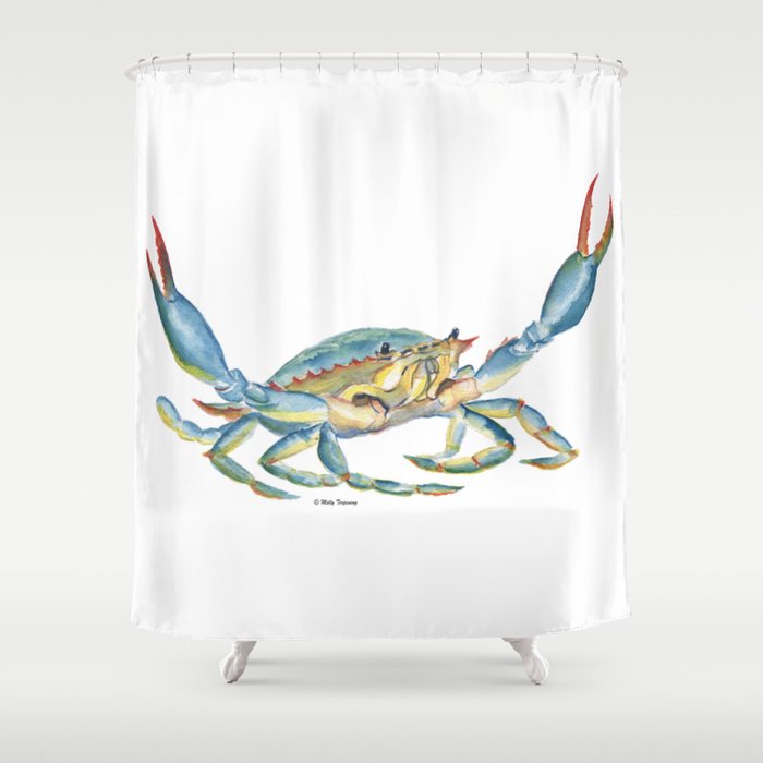 Colorful Blue Crab Shower Curtain