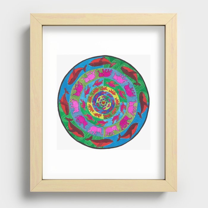 Mandala to the Animals Recessed Framed Print