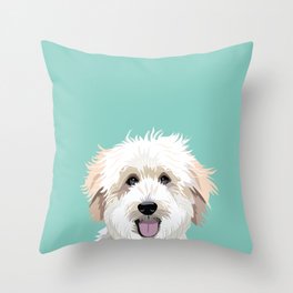 Golden Doodle pet portrait art print and dog gifts Throw Pillow