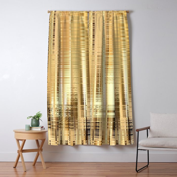 Golden Brown Black White Beige Striped Pattern Blackout Curtain By