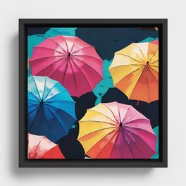 Summer Launch -brightly colored beach umbrellas Framed Canvas