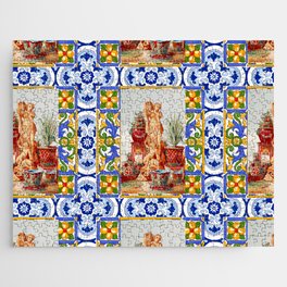 Italian,Sicilian art,majolica,tiles,baroque art Jigsaw Puzzle
