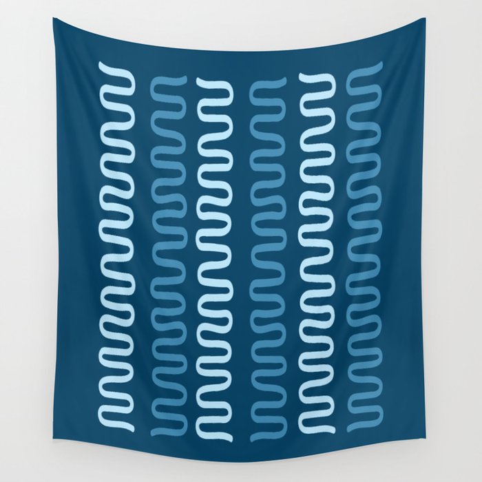 Abstract Shapes 237 in Midnight Blue (Snake Pattern Abstraction) Wall Tapestry