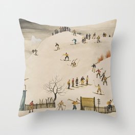 The Practice Slope winter skiing landscape painting by Franz Sedlacek  Throw Pillow