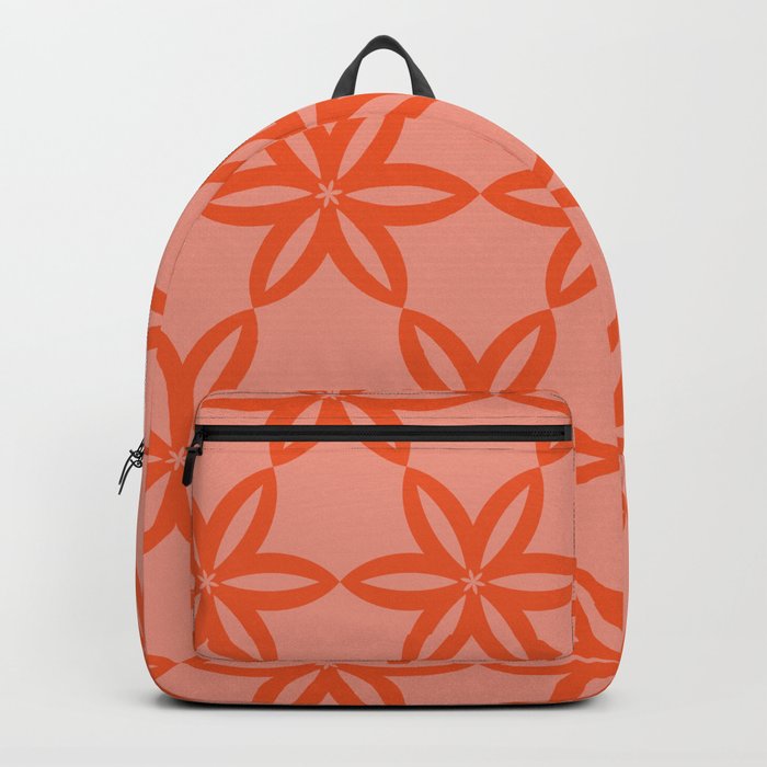 Geometric Flowers Pattern - Orange Pink Backpack