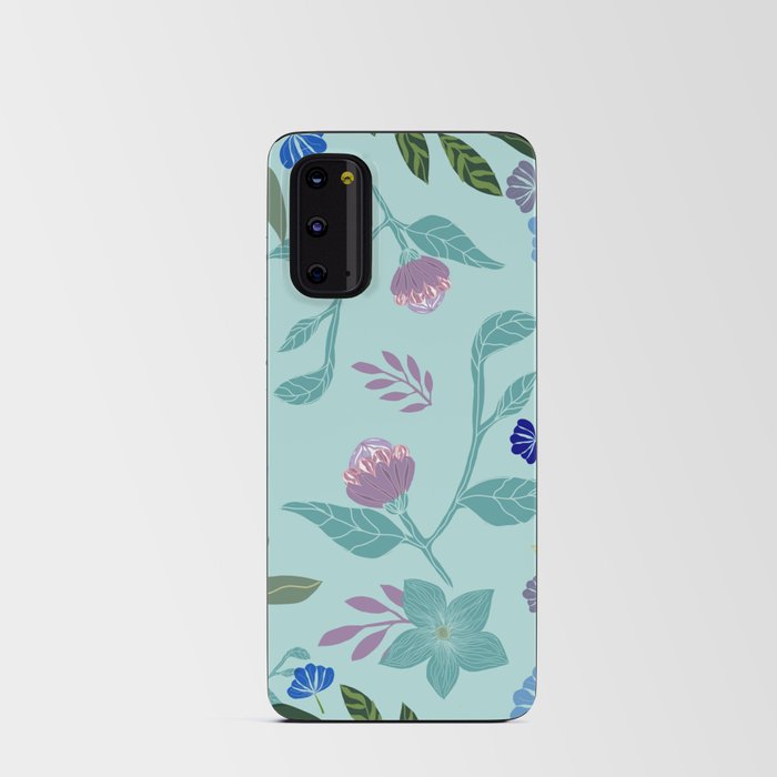 Floral Botanical Pattern Art Printable Blue Purple Green 300 DPI  Android Card Case