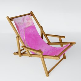 Pink Glamour Marble With Gold Glitter Texture Sling Chair