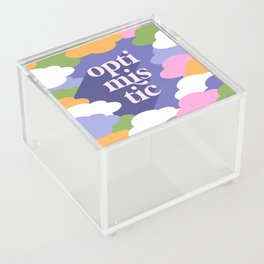 OPTIMISTIC in a sky full or RAINBOW CLOUDS Acrylic Box