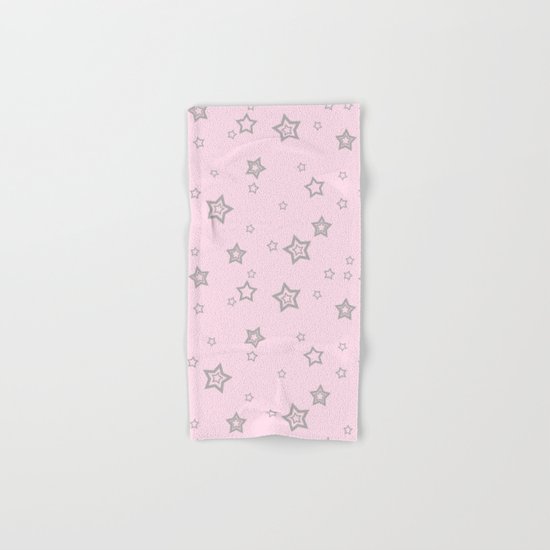 Grey little stars on pink background Hand & Bath Towel