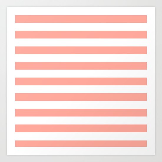 Simply Striped in Salmon Pink and White Art Print