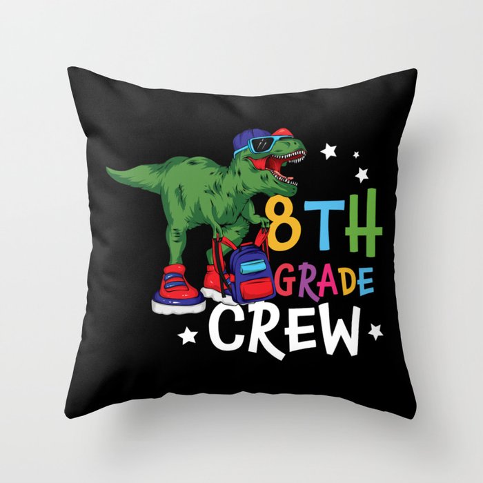 8th Grade Crew Student Dinosaur Throw Pillow