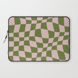 Warped Checkered Pattern (pink/olive green) Laptop Sleeve
