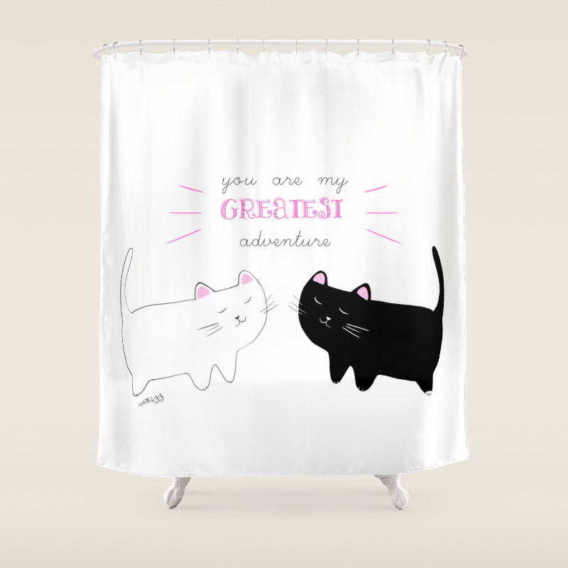 White Cat Black Cat Moonrise Kingdom Quote Shower Curtain By