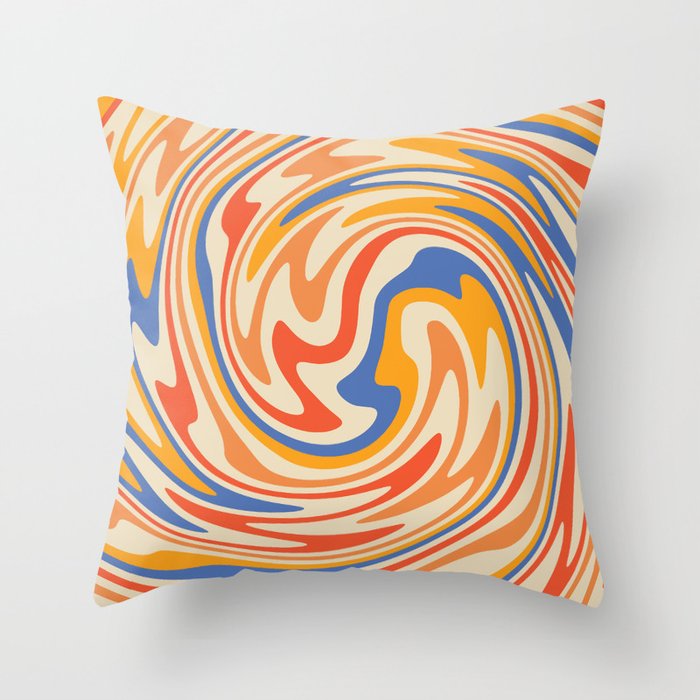 70s Retro Swirl Color Abstract 2 Throw Pillow