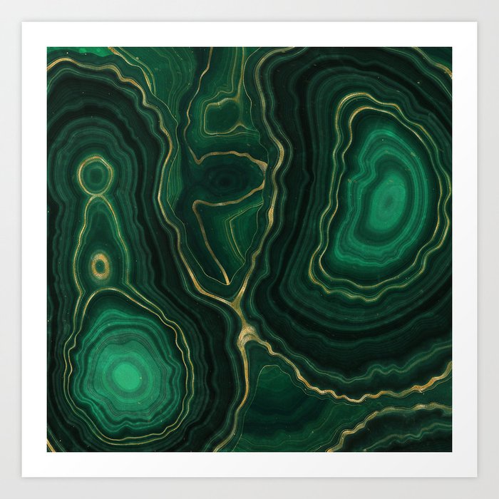 Green Malachite Emerald Marble Texture Art Print