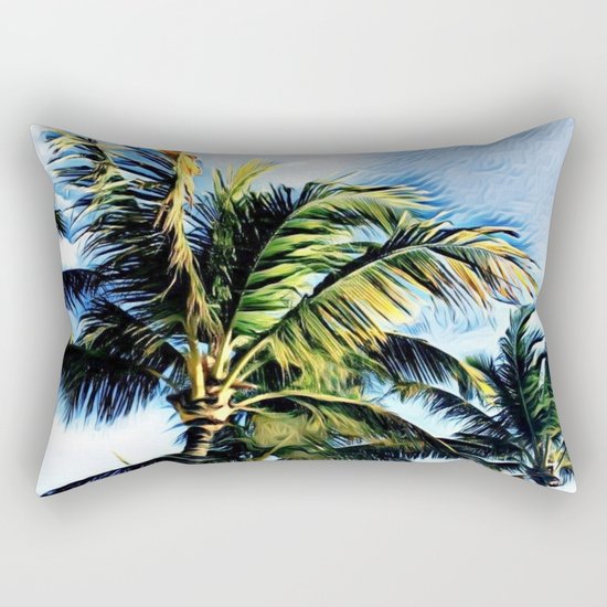 Palm Trees in the Wind (Hawaii Sky) Rectangular Pillow
