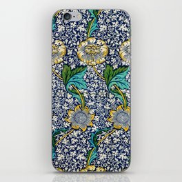 William Morris Kennet laurel sunflowers and bougainvillia 19th century textile floral pattern iPhone Skin