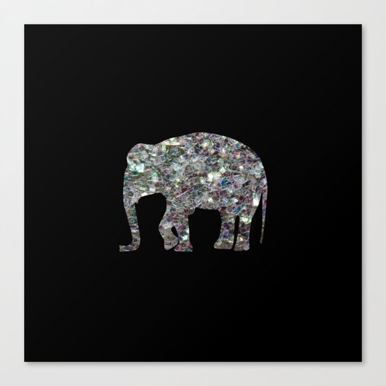 Sparkly colourful silver mosaic Elephant Canvas Print