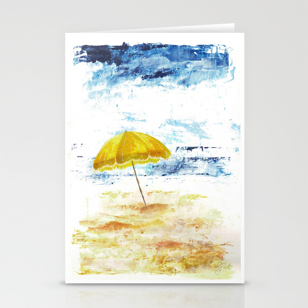 Yellow Beach Umbrella Stationery Cards By Galoron Society6