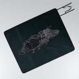 Nassau City Map of The Bahamas - Dark Picnic Blanket