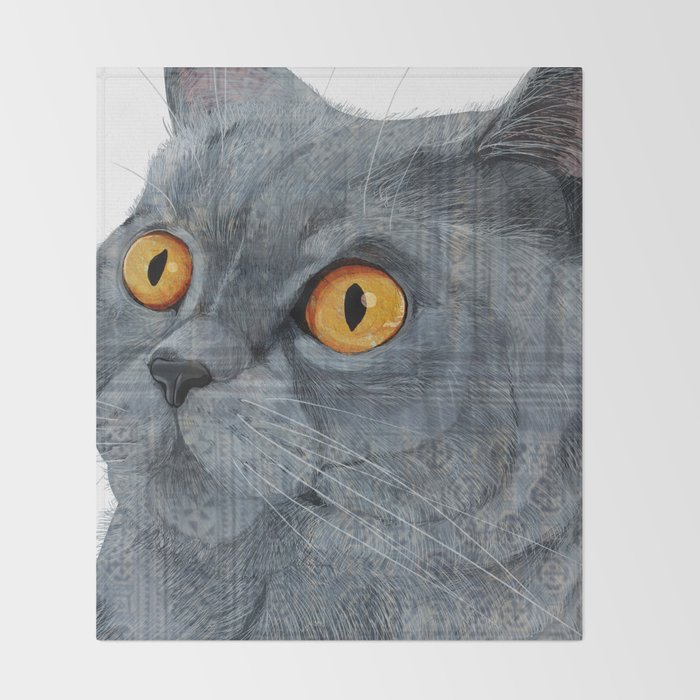 Blue British Shorthair Cat Throw Blanket By Katherineblower Society6