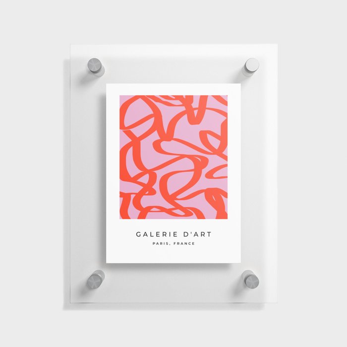 Pink Retro Lines Modern Abstract Brush Shapes Midcentury Line Shapes Vintage Floating Acrylic Print