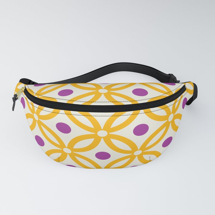 Pretty Intertwined Ring and Dot Pattern 643 Yellow Magenta and Beige Fanny Pack
