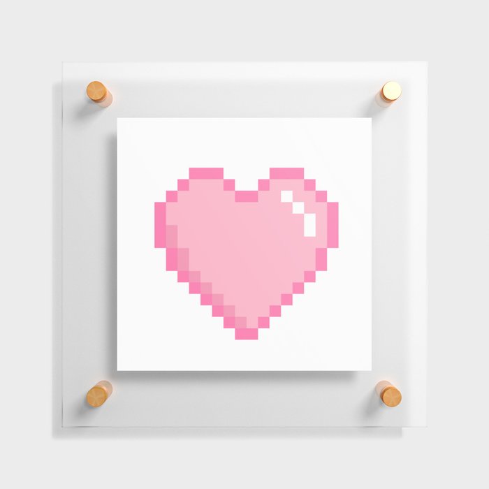 Pink Love 8 Bit Pixel Heart Floating Acrylic Print