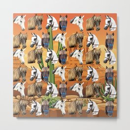 White horse  and miniature horse  Metal Print | Western, Whitehorse, Equine, Collage, Kids, Desert, Pattern, Pillows, Arabian, Homedecor 