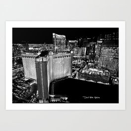 Vegas - Monte Carlo - Black White Art Print