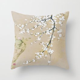 Ume flower painting,korean painting. chinoiserie. Throw Pillow