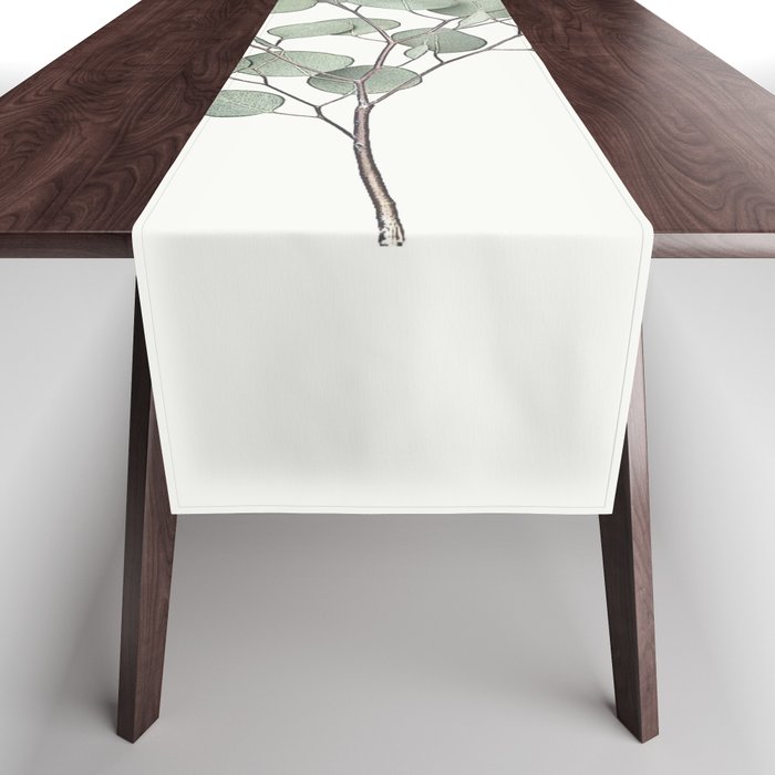 Eucalyptus Leaves Botanical Drawing, Plant Greenery Farmhouse Design Table Runner