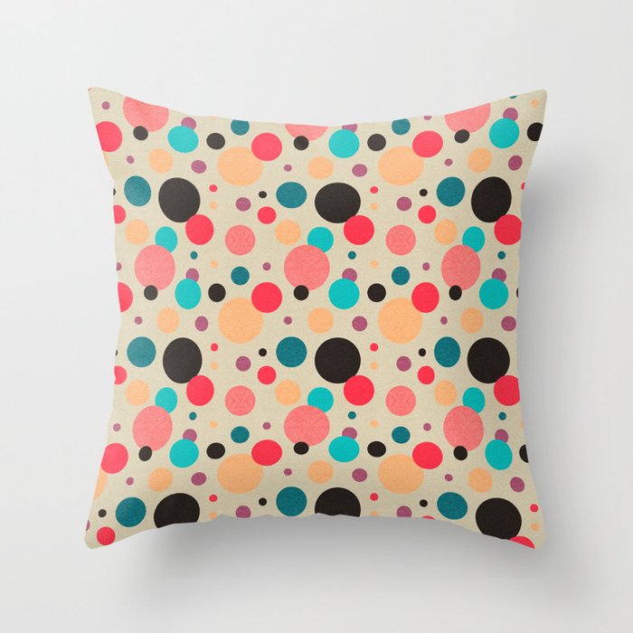 Multicolored Geometric Polka Dot Pattern Throw Pillow