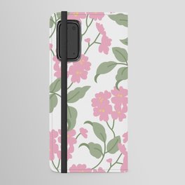 Tea Time Pink Pastel Floral Ornament White Pastel Green Leaves  Android Wallet Case