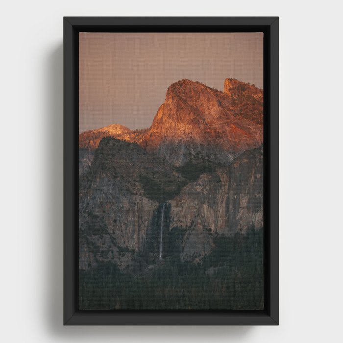 Yosemite Falls Sunset Framed Canvas